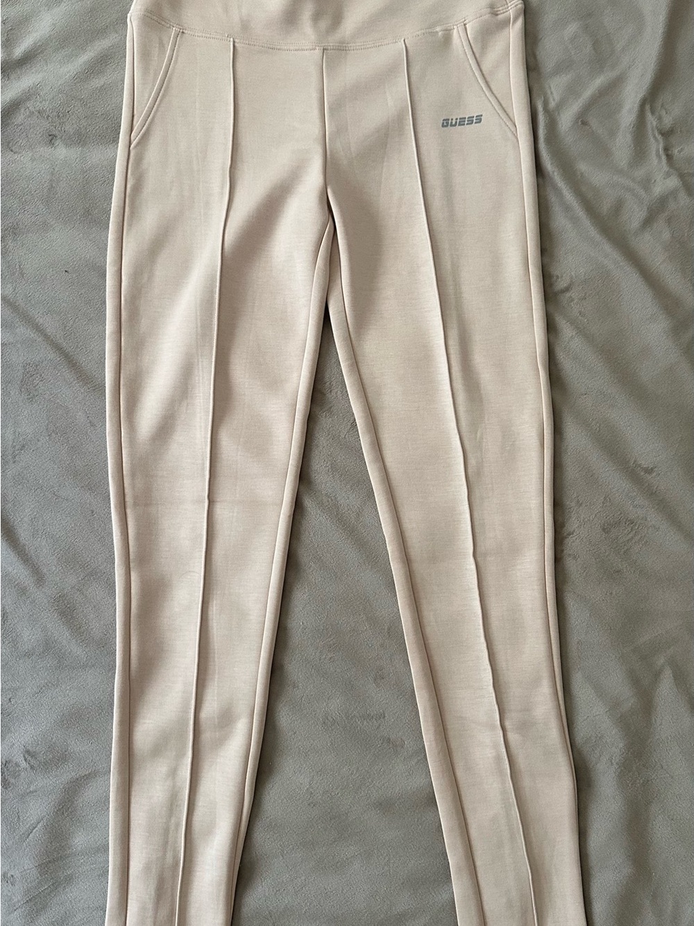 GUESS Women Cream Jogger Sweatpants with Tailored Front Creases